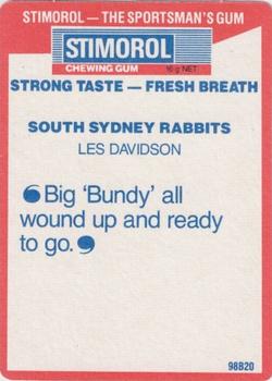 1990 Stimorol NRL #134 Les Davidson Back